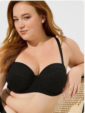 🖤💕 Torrid Curve Bombshell Strapless Push-Up Bra Black Lace 40DD Plus Minimalist